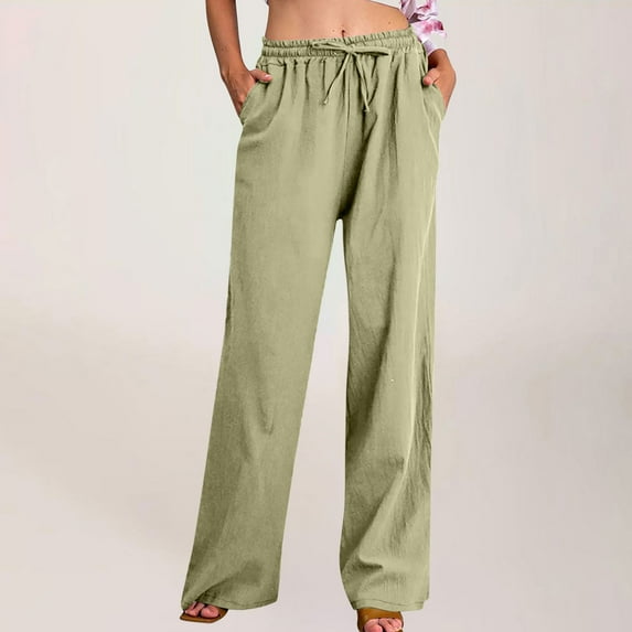 Karight Women's High Waisted Wide Leg Long Pants Palazzo Casual Trousers with Pockets