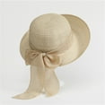 thumbnail image 1 of Karight Women's Hollow Out Straw Hat Bowknot Tie Trendy Sunshade Caps Mesh Elegant Hats Summer Vacation Tea Party Cap, 1 of 3