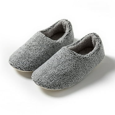 Karight Women's House Slippers Lightweight Memory Foam House Shoes Cozy Closed Back Slippers with Curly Fleece for Indoor Outdoor