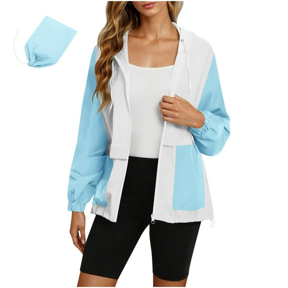 Karight Women's Lightweight Rain Jacket with Hood Waterproof Raincoat for Women Packable Windbreaker Jacket for Outdoor Travel