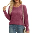 thumbnail image 1 of Karight Women's Lightweight Sweaters Long Sleeve Fall Casual Crewneck Tunic Tops, 1 of 7