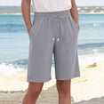 thumbnail image 1 of Karight Women's Linen Shorts Casual Bermuda Long Linen Shorts High Waisted Comfy Summer with Pockets 5" 10", 1 of 5