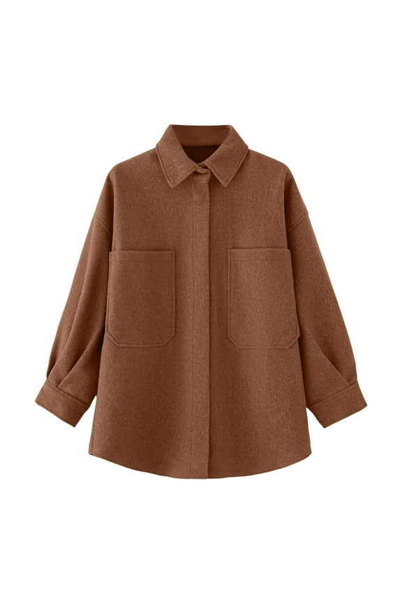 Women's Long Sleeve Shirt Western Fashion Thick Fleece Button Up Oversized Shacket Jacket