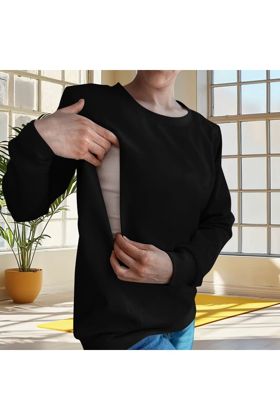 Women's Nursing Shirts Long Sleeve Breastfeeding Tshirt with Hidden Zippers Loose Fit Nursing Tops