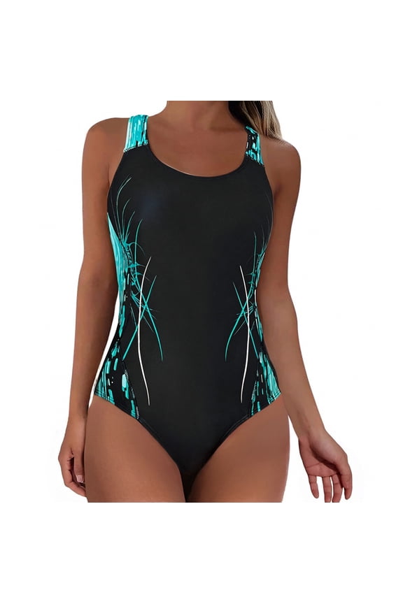 Women's One Piece Swimsuit Sporty Swimsuit for Women Tummy Control Swimwear Racerback Athletic Full Coverage Bathing Suit