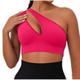 thumbnail image 1 of Karight Women's One Shoulder Sports Bras Workout Left Strap Yoga Bras Cute Medium Support Crop Tops, 1 of 3