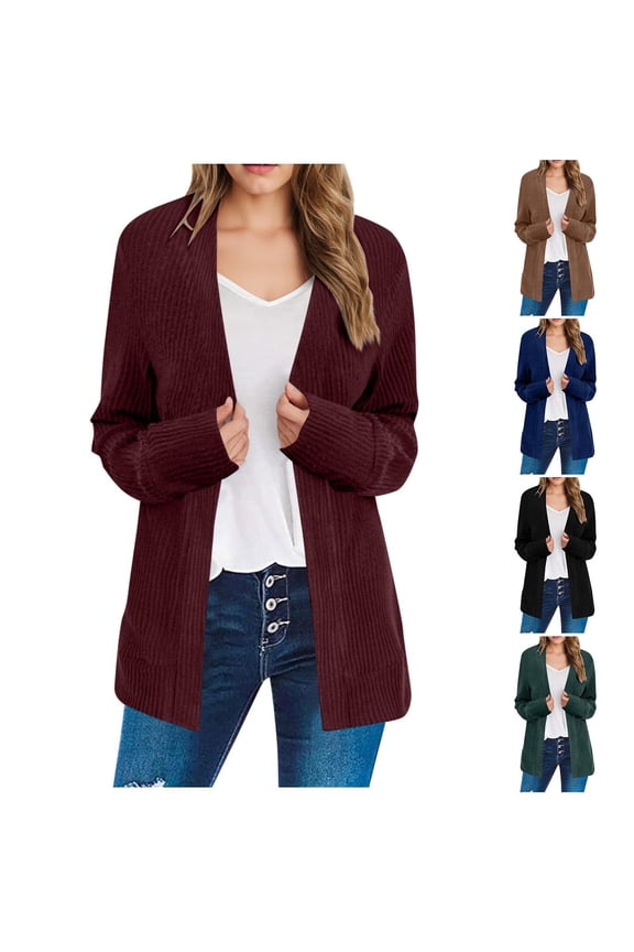 Women's Open Front Long Sleeve Cardigan Sweaters Business Casual Lightweight Outerwear Coats Spring Fashion Clothes