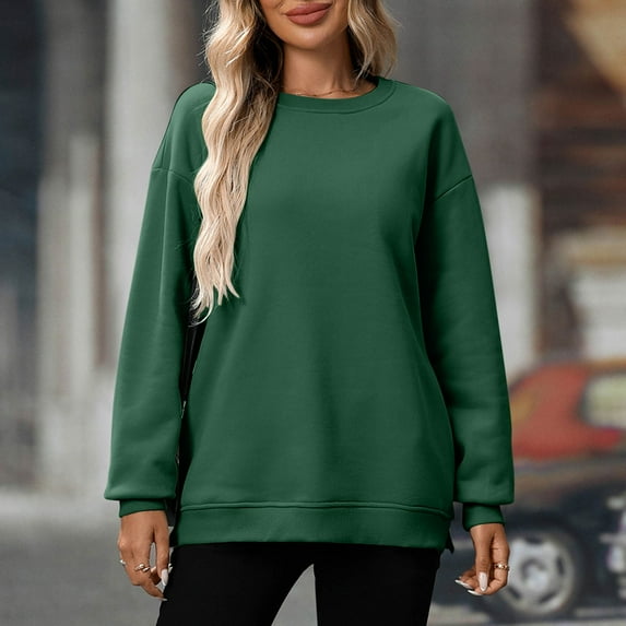 Karight Women's Oversized Sweatshirts Casual Solid Long Sleeve Round Neck Sweater 2025 Trendy Sport Loose Pullover Tops