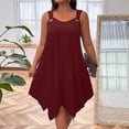thumbnail image 1 of Karight Women's Plus Size Scoop Neck Sleeveless Asymmetrical Hem Flowy Midi Cami Dress, 1 of 6