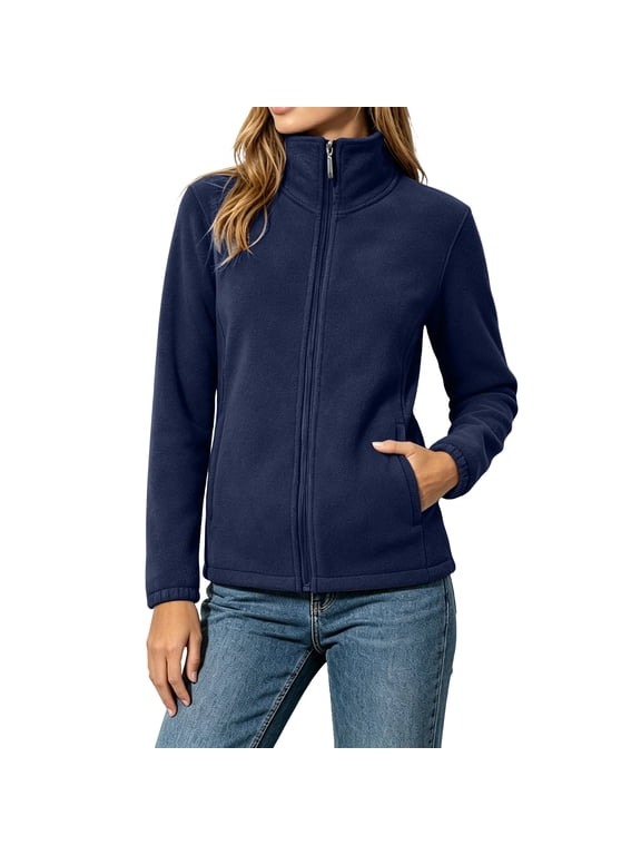 Women's Polar Fleece Jacket Zip Up Lightweight Hiking Sweatshirt