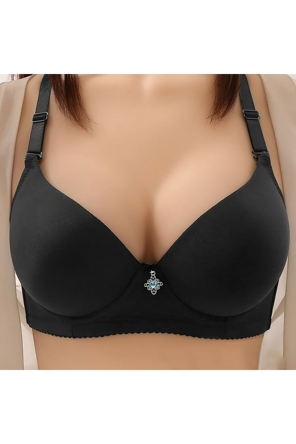 Women's Push Up Bra Wire Smoothing T-Shirt Seamless Padded Adjustable Straps Push Up Thin Breast Support Back Closure