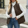 thumbnail image 1 of Karight Women's Quilted Vest, Stand Collar Lightweight Zip Pockets Padded Gilet Sleeveless Zipper Coat Jacket Outwear, 1 of 9
