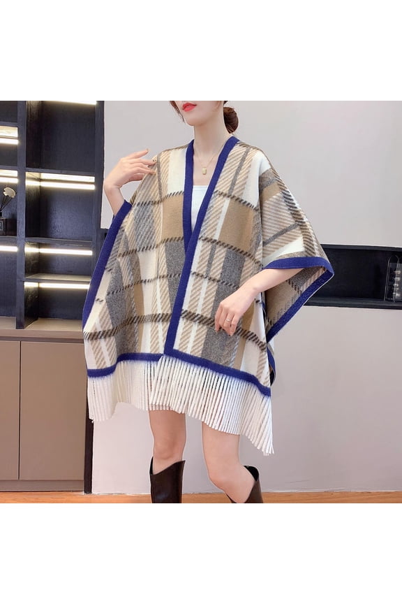 Women's Shawl Wrap Poncho Cape Cardigan Sweater Open Front for Fall Winter Spring