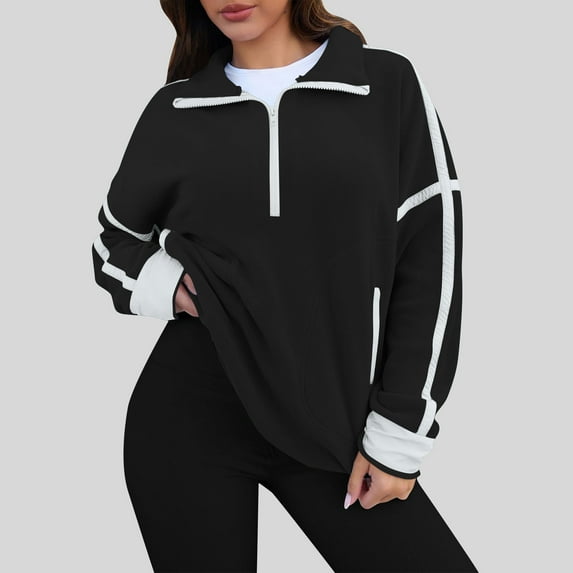 Karight Women's Sherpa Fleece Sweatshirt Jacket Half Zip Oversized Long Sleeve Pullover Sweatshirt Winter Fall Outfits