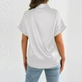 thumbnail image 1 of Karight Women's Silk Short Sleeve Shirts Satin Casual Blouses Button Down Tops for Women, 1 of 6