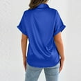 thumbnail image 1 of Karight Women's Silk Short Sleeve Shirts Satin Casual Blouses Button Down Tops for Women, 1 of 6