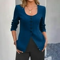 thumbnail image 1 of Karight Women's Solid Color Fashionable Button Without Pocket U-neck Cardigan Blazer Top Jacket, 1 of 6