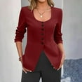 thumbnail image 1 of Karight Women's Solid Color Fashionable Button Without Pocket U-neck Cardigan Blazer Top Jacket, 1 of 6