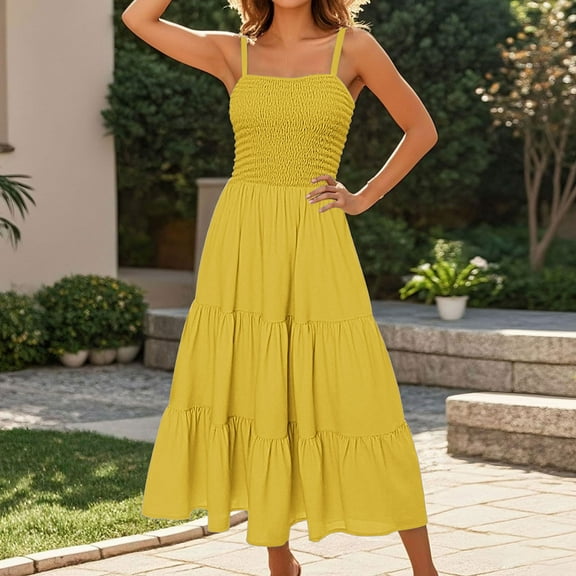 Karight Women's Spaghetti Strap Maxi Dinner Party Dress Elegant Floral Print Holiday Dress