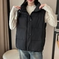 thumbnail image 1 of Karight Women's Stand Collar Puffer Vest Button Zip Up Sleeveless Down Jackets Quilted Padded Warm Coat with Pockets, 1 of 4