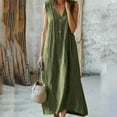 thumbnail image 1 of Karight Women’s Summer Causal V Neck Button Down Shirt Dress A line Loose Fit Flowy Half Sleeve Midi Dresses with Pockets, 1 of 6