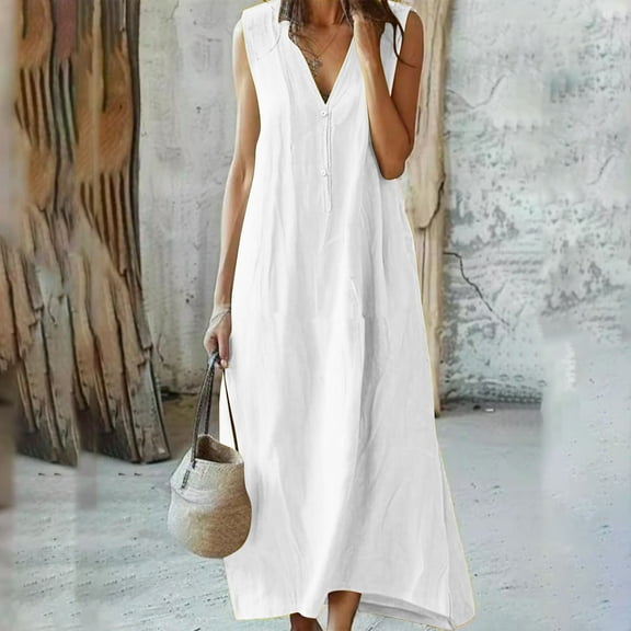 Karight Women’s Summer Causal V Neck Button Down Shirt Dress A line Loose Fit Flowy Half Sleeve Midi Dresses with Pockets