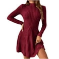 thumbnail image 1 of Karight Women's Sweater Skirt Sets 2 Piece Outfits Ribbed Knit Mock Neck Sweater Pullovers A Line Mini Skirt Set, 1 of 9