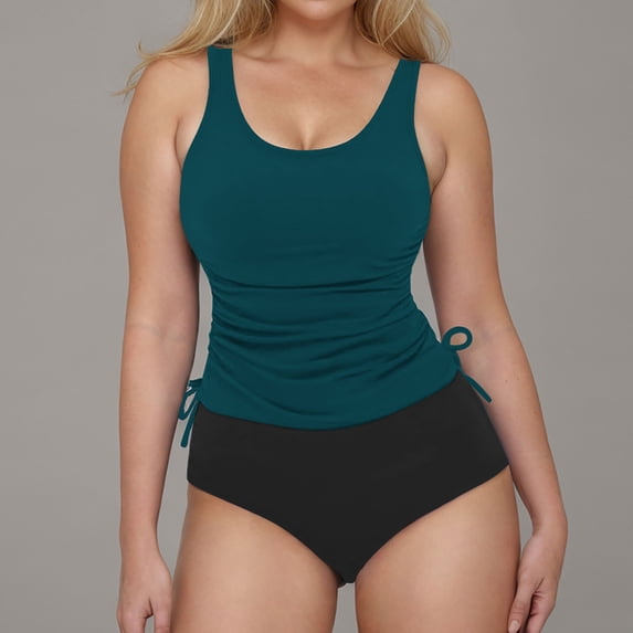 Karight Women's Tankini Swimsuits Tummy Control Swimwear Two Piece Bathing Suits Modest Swim Tank Tops with Bikini Bottoms