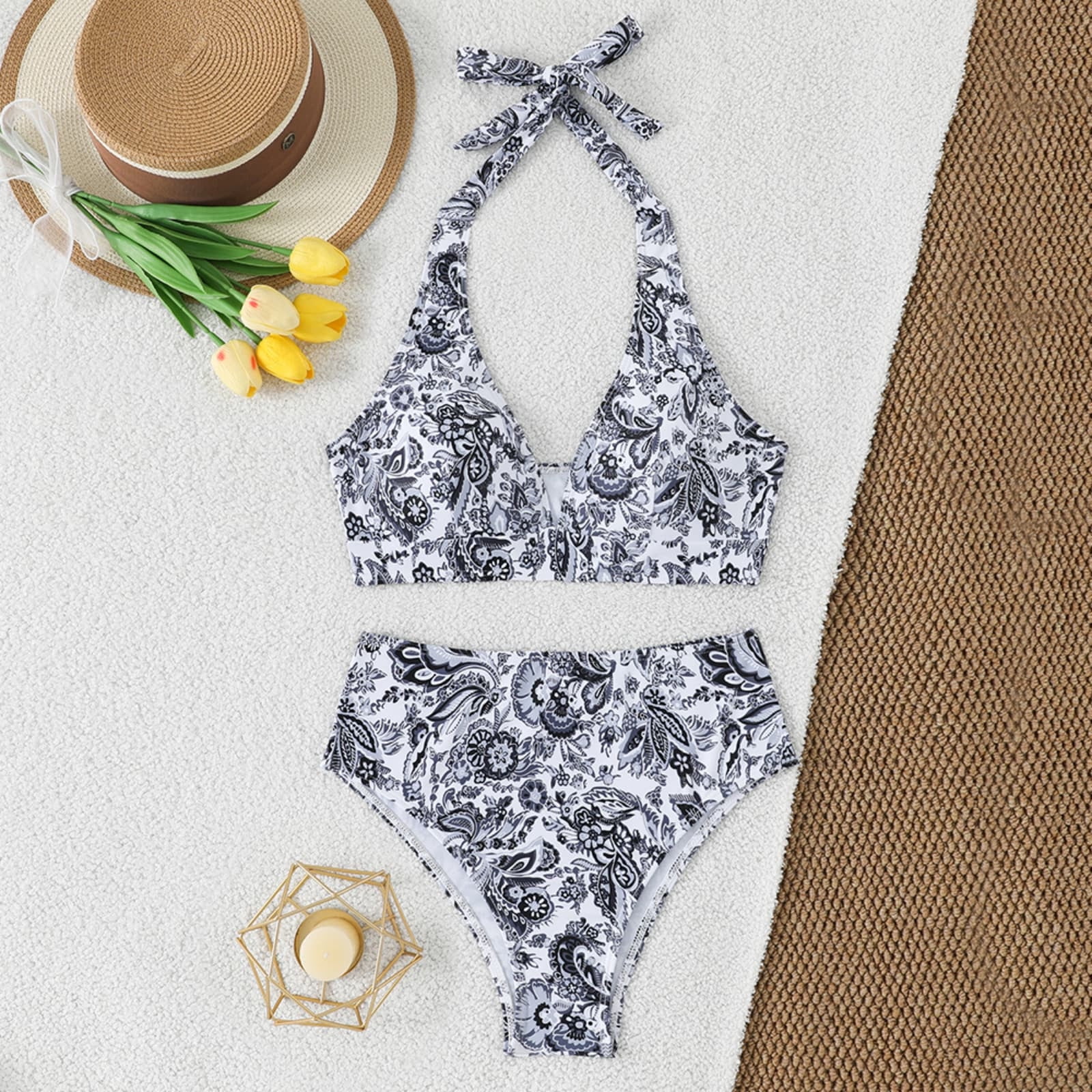 HCNTES Girls Triangle Ruched Bikini Set Sexy Two Piece Swimsuit Halter Sliding Rings Bathing Suit Black 5 6 Years HCNTES Girls Triangle Ruched Bikini Set Sexy Two Piece Swimsuit Halter Sliding Rings Bathing Suit Black 5 6 Years