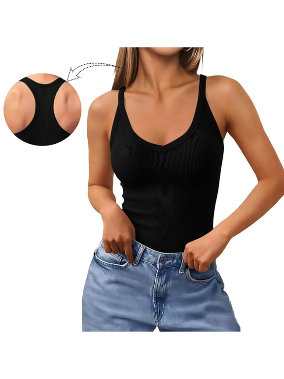 Women's Workout Yoga Racerback Tank Tops with Built in Shelf Bra
