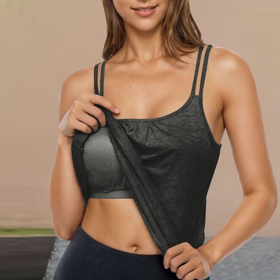 Karight Women's Workout Yoga Racerback Tank Tops with Built in Shelf Bra