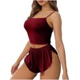 thumbnail image 1 of Karight Womens 2-Piece Ribbed Camisole & Shorts Set Spaghetti Strap Crop Top High Waisted Ruffle Hem Casual Lounge Party Outfits, 1 of 8