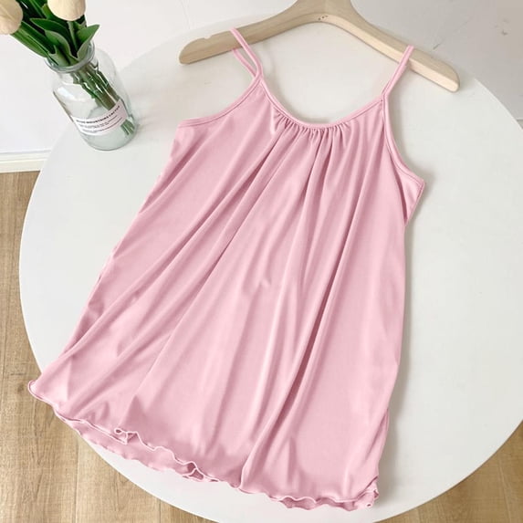 Karight Womens Adjustable Spaghetti Strap Satin Nightgown Flowy Ruffled Hem Lightweight Sleep Dress with Gathered Neckline