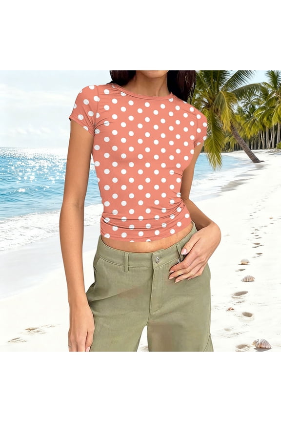 Womens Basic Short Sleeve Crew Neck T Shirt Slim Fit Tees Summer 2025 Y2k Going Out Fitted Top Cute Tight Shirts