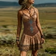 thumbnail image 1 of Karight Womens Boho Paisley Print Sleeveless Dress Spaghetti Straps V Neck Flared Skirt Bohemian Casual Sundress for Beach Vacation, 1 of 5