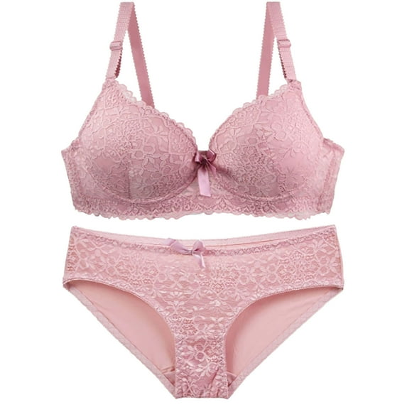 Karight Womens Bras and Panty Sets Push Up Lace Bras Set Plus Size Embroidery Bra Comft Underwear Lift Up Underwire Bra