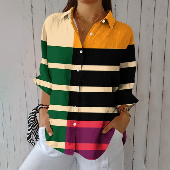 Karight Womens Button Down Shirt Long Sleeve Blouse