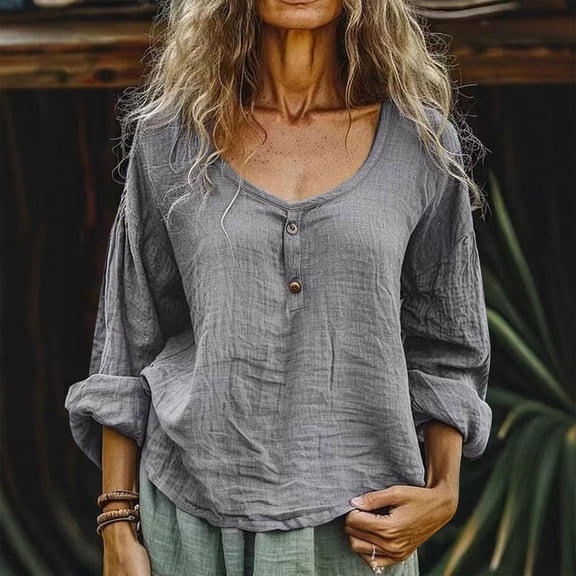 Karight Womens Button Down Shirt Long Sleeve Blouse