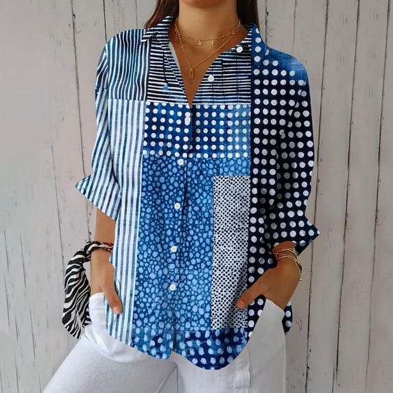 Karight Womens Button Down Shirt Long Sleeve Blouse
