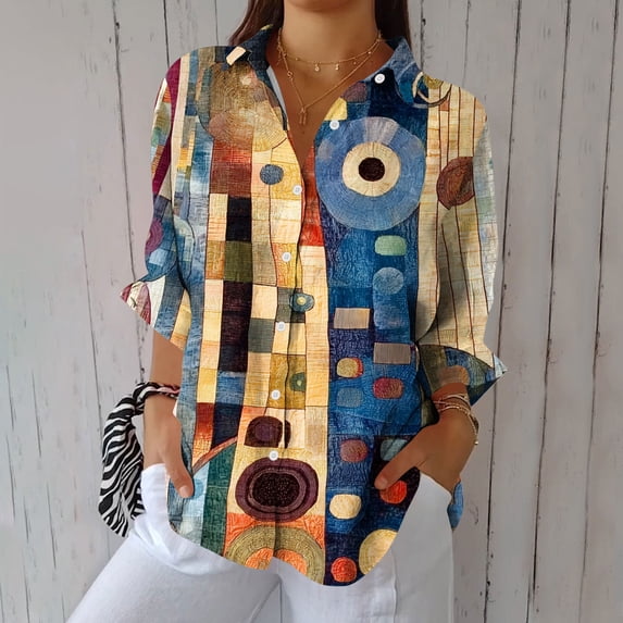 Karight Womens Button Down Shirt Long Sleeve Blouse