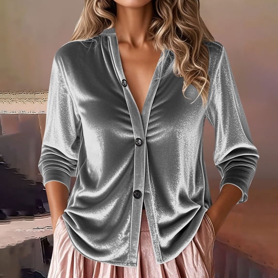 Karight Womens Button Down Shirt Long Sleeve Blouse