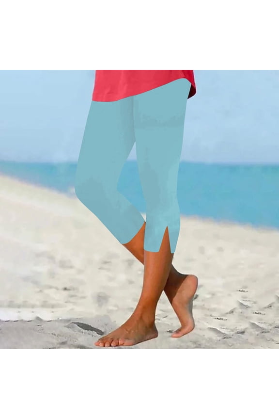 Womens Capris for Summer Dressy Cropped High Waist Yoga Pants Comfy Stretchy Leggings Workout Gym Running Pant