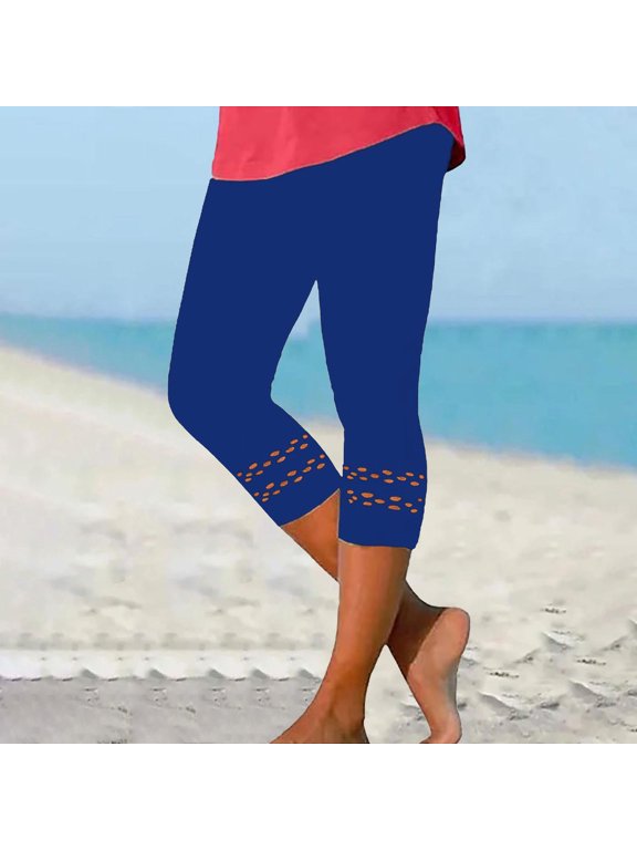 Womens Capris for Summer Dressy Cropped Pants Hollow Out Leggings Stretchy Yoga Capri Workout Compression Pants