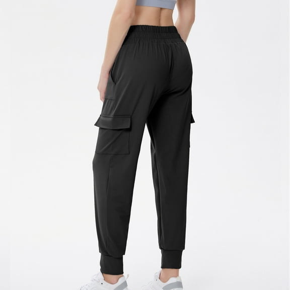 Karight Womens Cargo Sweatpants Elastic High Waisted Cinch Bottom Athletic Joggers Casual Lightweight Workout Sweatpants