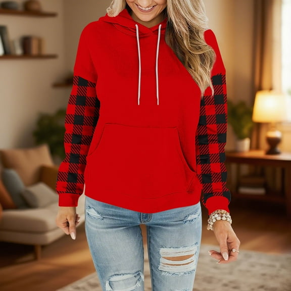 Karight Womens Casual Hoodies Crew Neck Long Sleeve Sweatshirts with Pocket Lightweight Pullover Tops