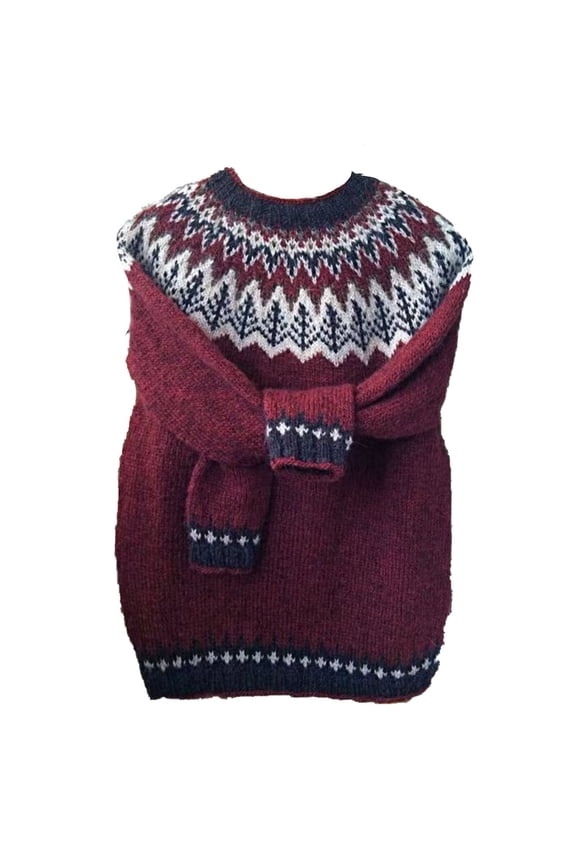 Karight Womens Casual Lightweight Vintage Fair Isle Sweater Raglan Sleeve Crew Neck Knitted Pullover Comfy Warm Fall Tops