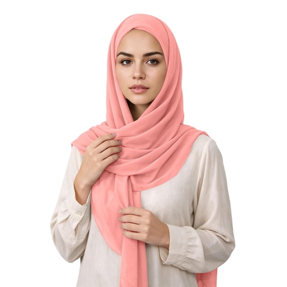 Karight Womens Chiffon Hijab Scarf Lightweight Solid Color Breathable Sheer Head Wrap