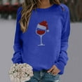 thumbnail image 1 of Karight Womens Christmas Red Wine Glasses Graphic Long Sleeve Tees Xmas Holiday V Neck T Shirt Blouse Casual Loose Tunic Tops, 1 of 3