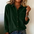 thumbnail image 1 of Karight Womens Corduroy Shirts Long Sleeve Collared Button Down Blouse Oversized Boyfriend Tops Jackets Shackets with Pocket, 1 of 7