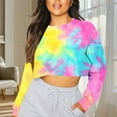 thumbnail image 1 of Karight Womens Cropped Hoodie Ladies Long Sleeve Crop Tops Floral Printed Hoodies Hooded Pullover Sweatshirts, 1 of 5